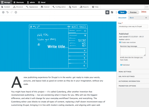 Drupal Gutenberg screenshot