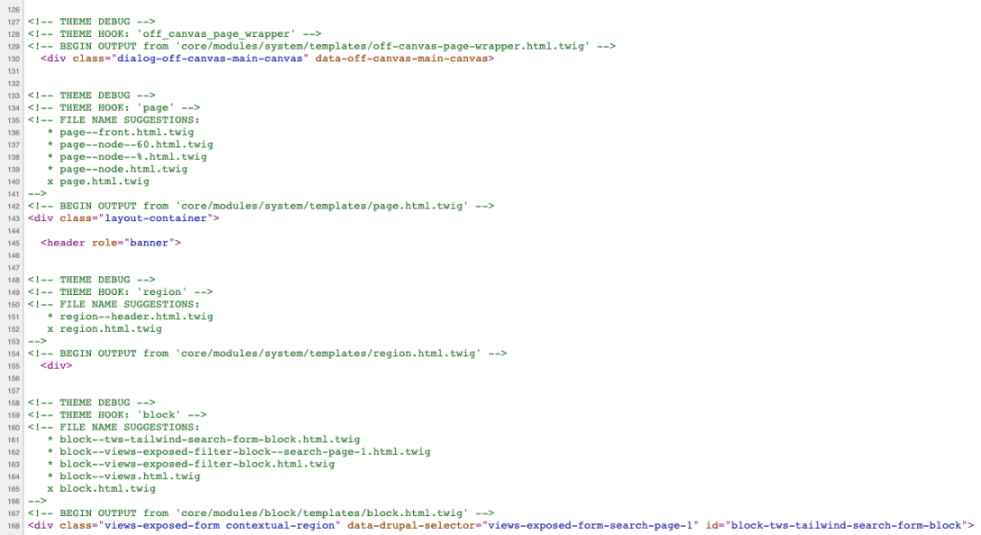 Drupal Twig debugging enabled
